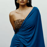 Knot Saree Teal Blue
