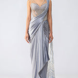 Metallic Crystalvein Corset & Drape Saree