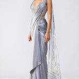 Metallic Crystalvein Corset & Drape Saree