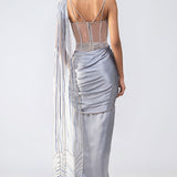 Metallic Crystalvein Corset & Drape Saree