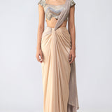 Metallic Scale Top & Draped Saree