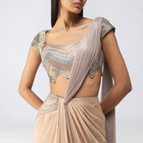 Metallic Scale Top & Draped Saree