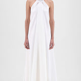 Amit Aggarwal Metallic Fluid Halter Dress White