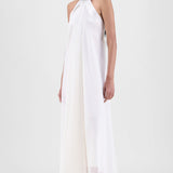 Amit Aggarwal Metallic Fluid Halter Dress White