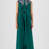 Amit Aggarwal Beaded Metallic Panelled Dress Green