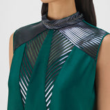 Amit Aggarwal Beaded Metallic Panelled Dress Green