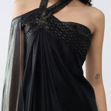 Amit Aggarwal Banarsi Halter Dress Black
