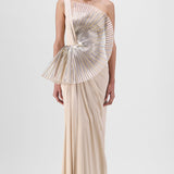Metallic Sun Ray Draped Gown