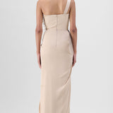 Metallic Sun Ray Draped Gown