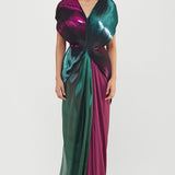 Metallic Micro Pleated Structured Gown