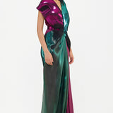 Metallic Micro Pleated Structured Gown