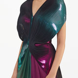 Metallic Micro Pleated Structured Gown