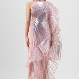 Metallic Winged Ruffle Saree