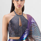 Metallic Multicoloured Winged Saree