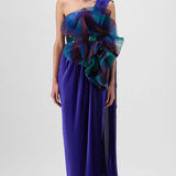 Metallic Sun Ray Draped Gown