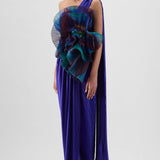 Metallic Sun Ray Draped Gown