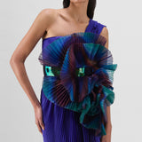 Metallic Sun Ray Draped Gown