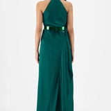 Amit Aggarwal Metallic Halter Fluid Dress Green