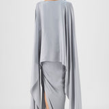 Amit Aggarwal Metallic Fluid Cape Set Grey