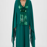 Amit Aggarwal Metallic Structured Cape Set Green