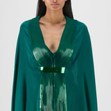 Amit Aggarwal Metallic Structured Cape Set Green
