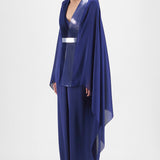 Amit Aggarwal Metallic Structured Cape Set Blue
