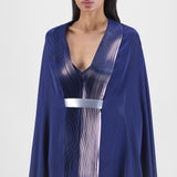 Amit Aggarwal Metallic Structured Cape Set Blue