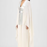 Amit Aggarwal Metallic Structured Cape Set Cream
