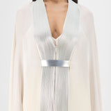 Amit Aggarwal Metallic Structured Cape Set Cream