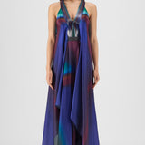 Amit Aggarwal Pleated Watercolour Fluid Dress