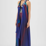 Amit Aggarwal Pleated Watercolour Fluid Dress