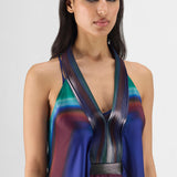 Amit Aggarwal Pleated Watercolour Fluid Dress