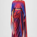 Amit Aggarwal Metallic Watercolour Cape & Skirt