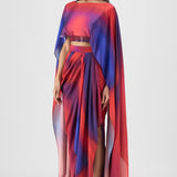 Amit Aggarwal Metallic Watercolour Cape & Skirt