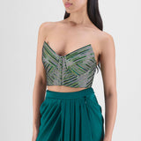 Amit Aggarwal Hand Woven Metallic Skirt Set