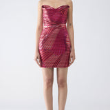 Moulded Metallic Fin Print Short Dress