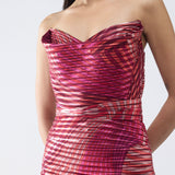 Moulded Metallic Fin Print Short Dress