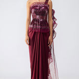 Metallic Glitch Ruffle Gown