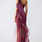 Metallic Glitch Ruffle Gown