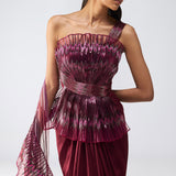 Metallic Glitch Ruffle Gown