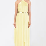 Metallic Halter Fluid Dress