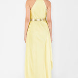Metallic Halter Fluid Dress
