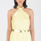 Metallic Halter Fluid Dress