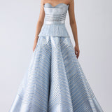 Blue Metallic Structured Corset And Skirt
