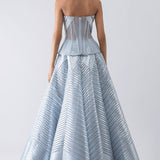 Blue Metallic Structured Corset And Skirt