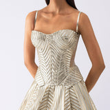 Metallic Structured Corset And Skirt