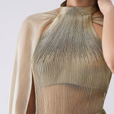 Corded Bodysuit with Pants & Drape