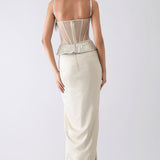 Metallic Structured Corset, Skirt & Drape