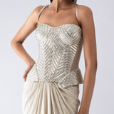 Metallic Structured Corset, Skirt & Drape