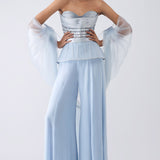 Metallic Structured Corset With Pants and Cape